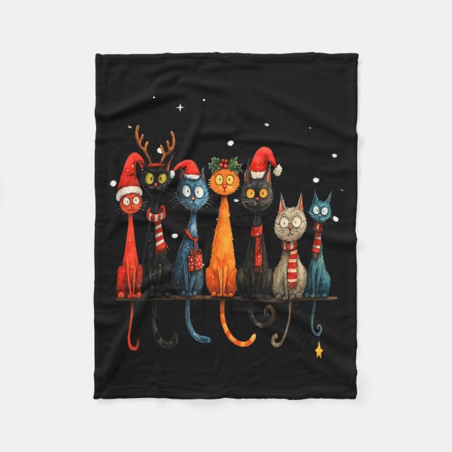 Couverture Polaire Christmas Whimsical Mid-century Modern Look Cats 5 (Devant)