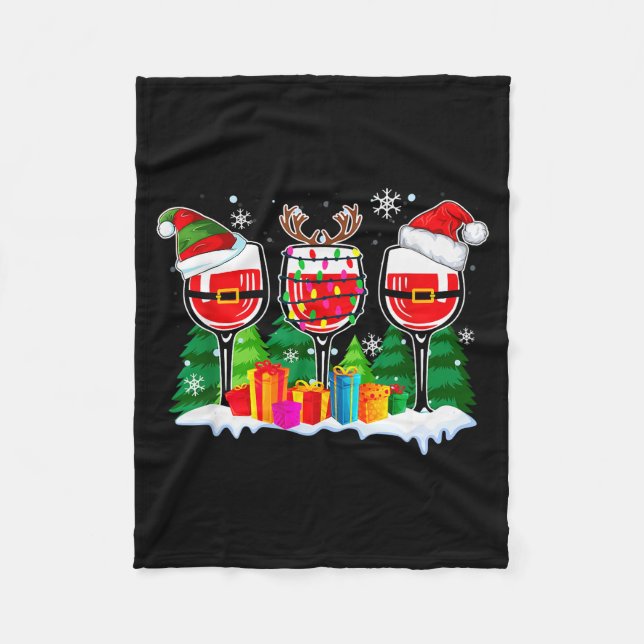 Couverture Polaire Christmas Wine - Funny Reindeer Santa Xmas Alcohol (Devant)
