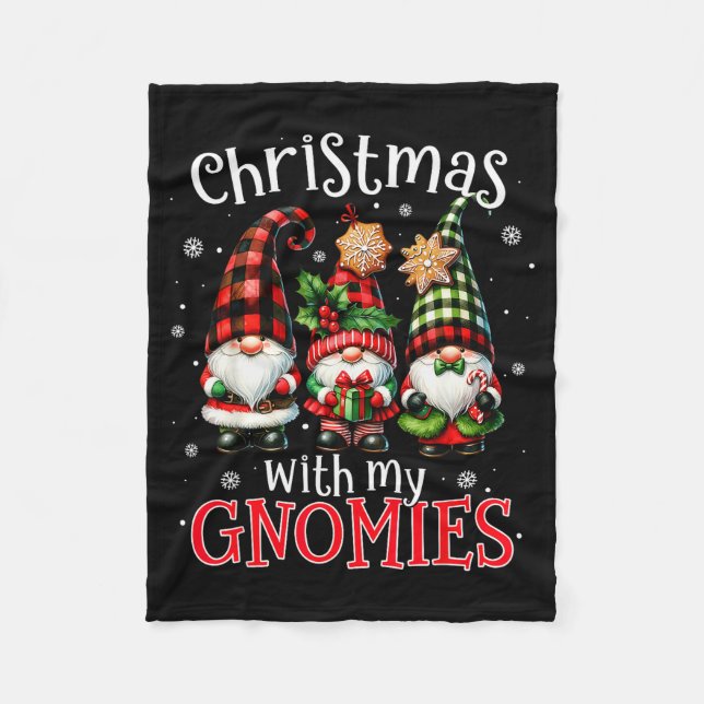 Couverture Polaire Christmas With My Gnomies Buffalo Plaid Gnome Fami (Devant)