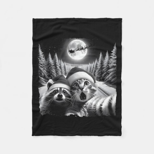 Couverture Polaire Christmas Xmas Holiday Funny Cat Taking Selfie Rac (Devant)