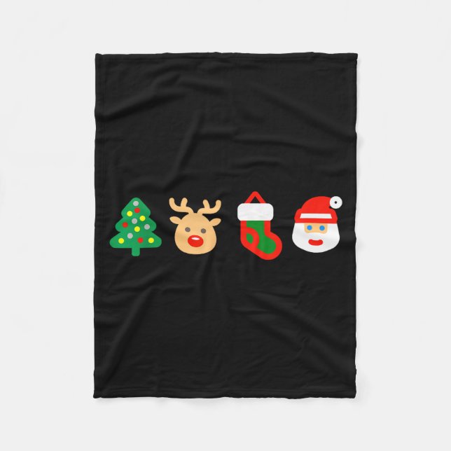 Couverture Polaire Christmas Xmas Santa, Tree, Stocking, Reindeer Des (Devant)