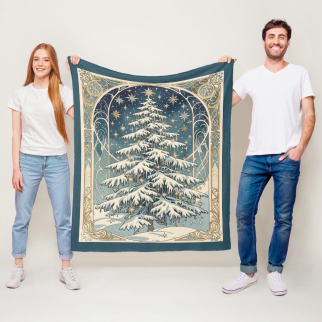 Couverture Polaire Christmas Yule Tree With Snow Laden Branches (En situation)