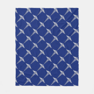 Couverture Polaire Chrome Comme Caduceus Symbole Médicale sur Marine
