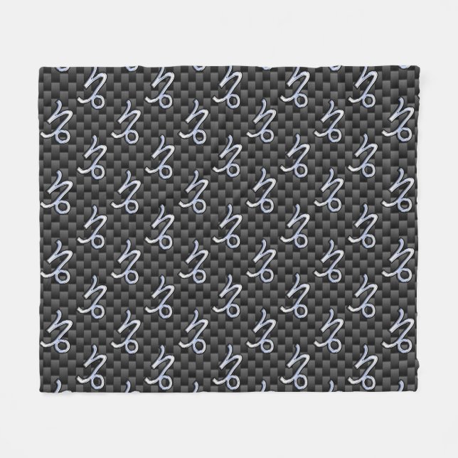 Couverture Polaire Chrome comme Capricorn Zodiac Sign on Carbon Fiber (Devant (Horizontal))