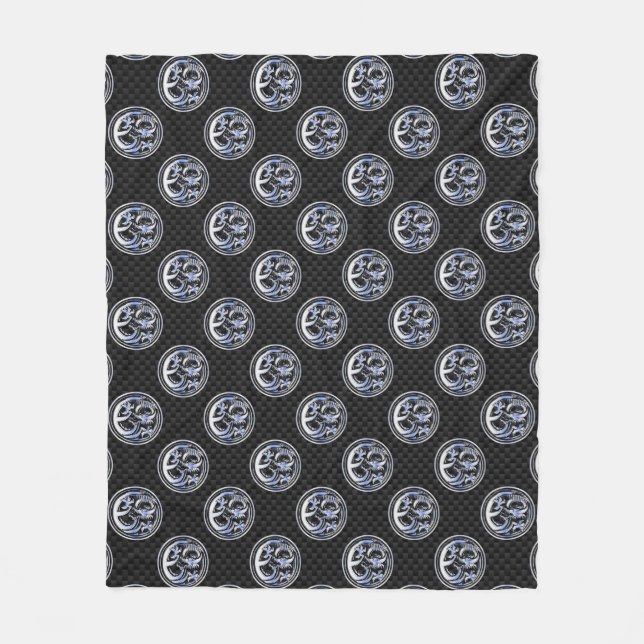 Couverture Polaire Chrome Dragon Crest en fibre de carbone Impression (Devant)