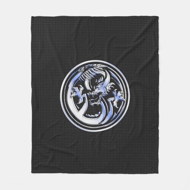 Couverture Polaire Chrome Dragon Crest en fibre de carbone Impression (Devant)