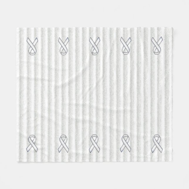 Couverture Polaire Chrome Ruban de sensibilisation blanc en rayures g (Devant (Horizontal))