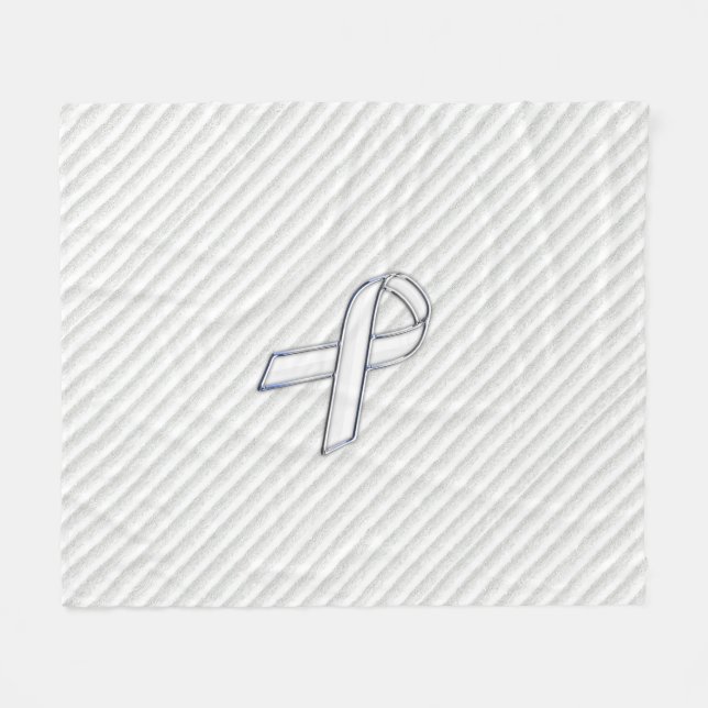 Couverture Polaire Chrome White Ribbon Sensibilisation dans les bande (Devant (Horizontal))