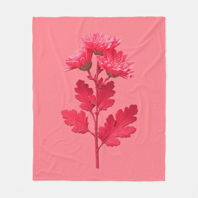 Couverture Polaire Chrysanthème rose  (Devant)