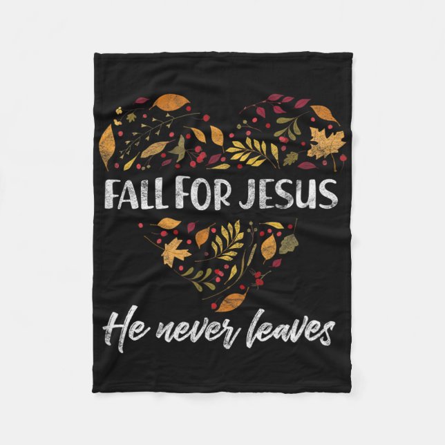 Couverture Polaire Chute Pour Jésus Il N'A Jamais Feuille Automne Chr (Devant)
