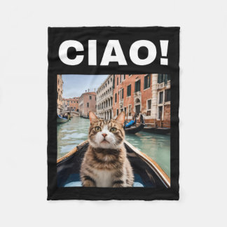 Couverture Polaire Ciao Chat Gondolier Drôle Sur Une Gondole Vénitien
