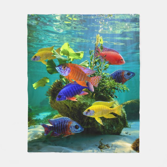 Couverture Polaire Cichlids Africains Peacock Cichlid Aquarium Art (Devant)