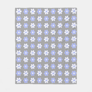 Couverture Polaire Ciel bleu et fleurs blanches sur gris argenté