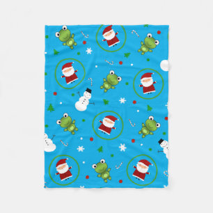 Couverture Polaire Ciel bleu grenouilles santa claus bonhomme de neig