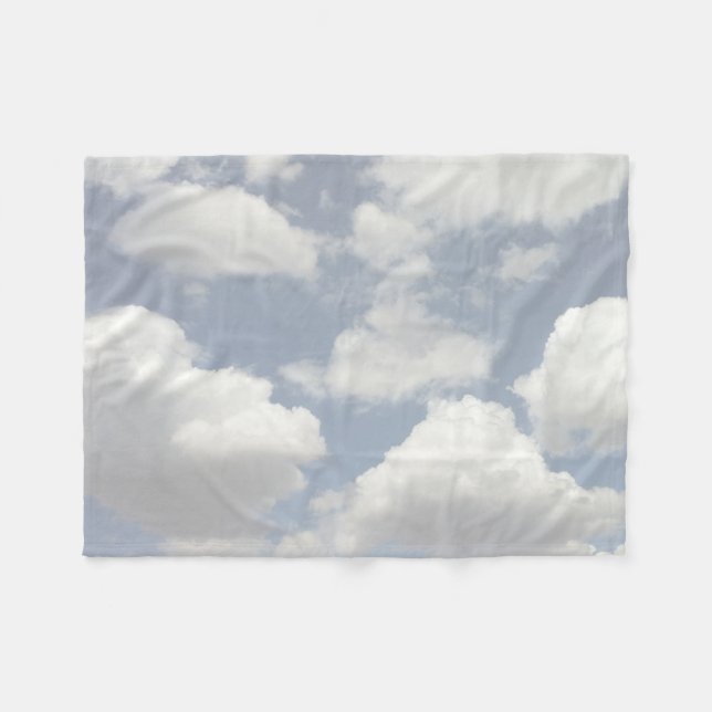 Couverture Polaire Ciel bleu rêvé avec nuages blancs bouffants (Devant (Horizontal))