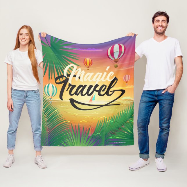 Couverture Polaire Ciel de coucher d'été, Plage de mer Magie Voyage A (En situation)