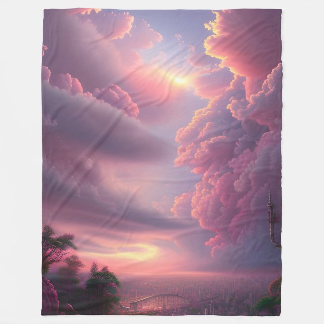 Couverture Polaire Ciel d'été rose (Devant)