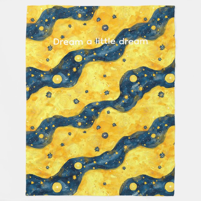 Couverture Polaire Ciel étoilé bleu jaune (Devant)