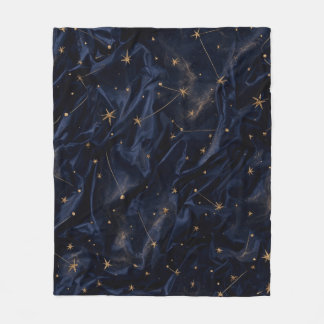 Couverture Polaire Ciel Nocturne Étoiles Dorées Jeté Whimsigoth Bl