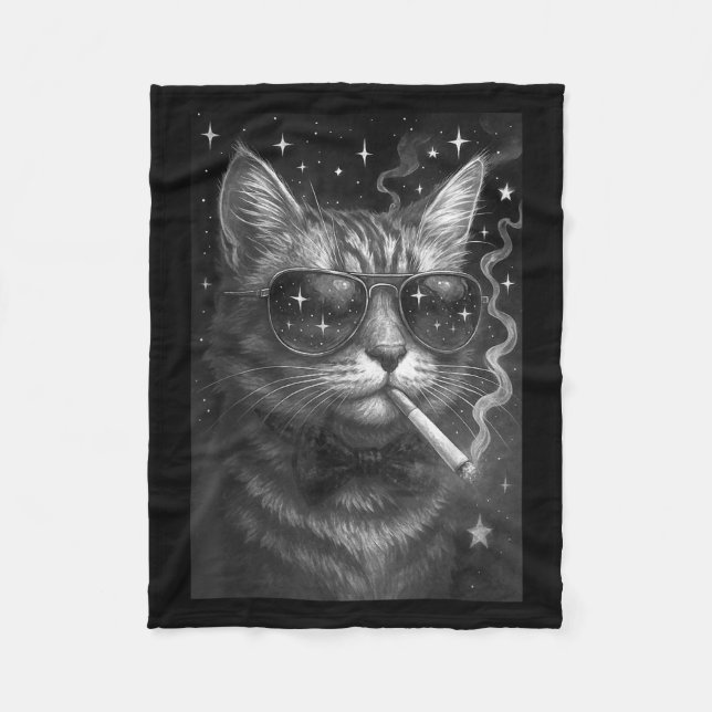 Couverture Polaire Cigarette Kitten Drôle Fumer Chat Mème Bra Stupide (Devant)