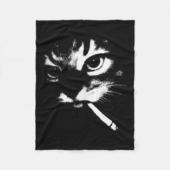Couverture Polaire Cigarette Kitten Drôle Fumer Mème Chat Gangster C (Devant)