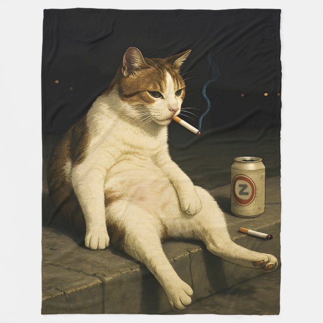 Couverture Polaire Cigarette Kitten Funny Smoking Cat Gen Z Meme (Devant)