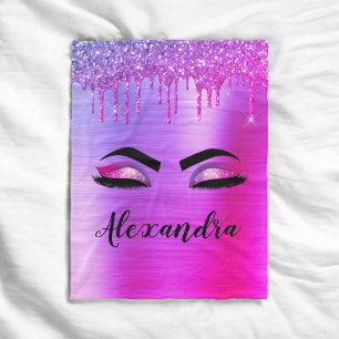 Couverture Polaire Cils Monogramme Paillettes Étincelles Violettes No