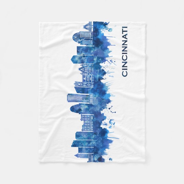 Couverture Polaire Cincinnati USA Skyline Blue (Devant)
