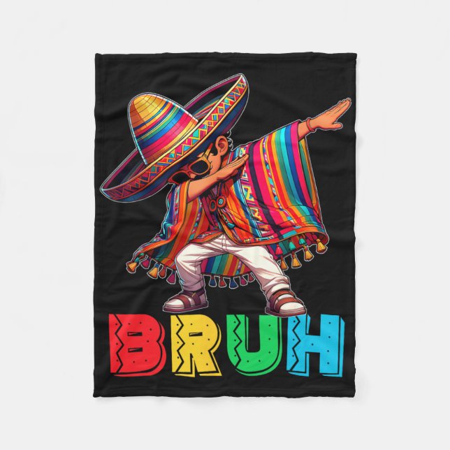 Couverture Polaire Cinco De Mayo Bruh Dabbing Mexicain Garçon Poncho  (Devant)