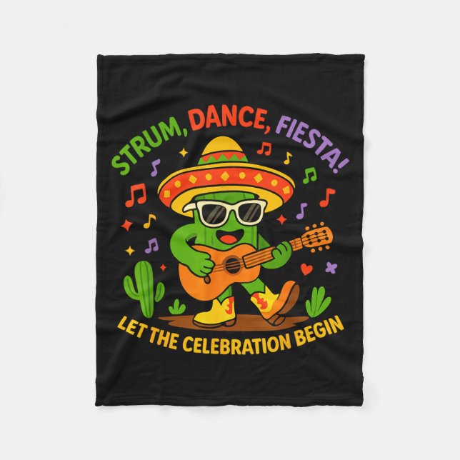 Couverture Polaire Cinco de mayo cactus drôle chapeau strum danseCin (Devant)