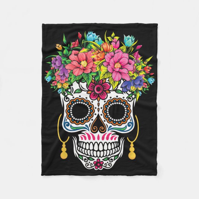 Couverture Polaire Cinco De Mayo Crâne à sucre Dia De Los Muertos Jou (Devant)