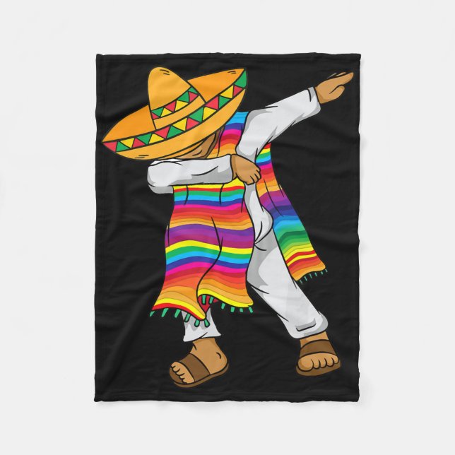 Couverture Polaire Cinco De Mayo Dabbing Mexicaine Poncho Enfants (Devant)