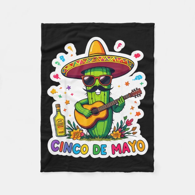 Couverture Polaire Cinco de mayo drôle cactus mexicain lunettes de so (Devant)