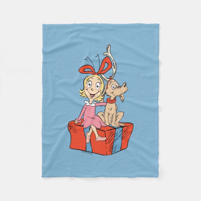 Couverture Polaire Cindy Lou Who et Max sur un cadeau (Devant)