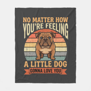 Couverture Polaire Citation d'amour de bouledogue drôle Rétro Chien