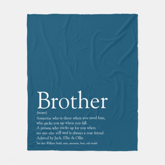 Couverture Polaire Citation de définition de frère cool moderne bleu  (Devant)