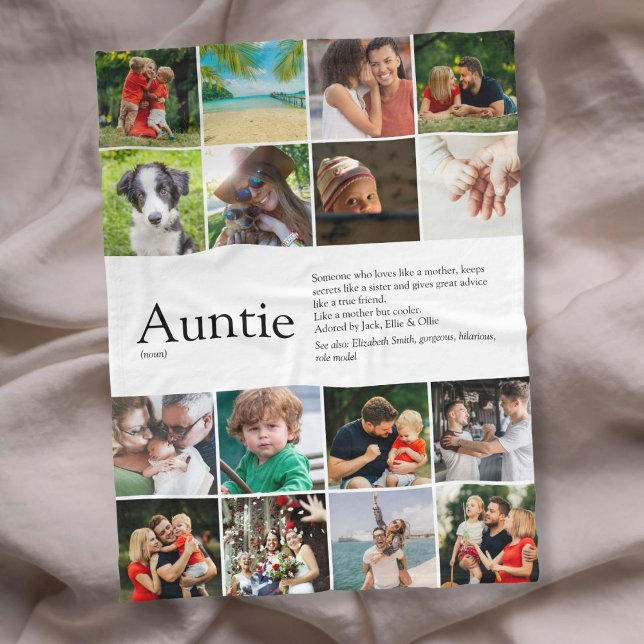 Couverture Polaire Citation de la définition de la tante Collage de p (Auntie Definition Quote Photo Collage Fleece Blanket)