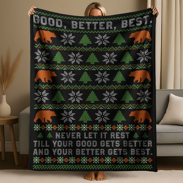 Couverture Polaire Citation de Noël « Good Better Best Never Let It R (Créateur téléchargé)