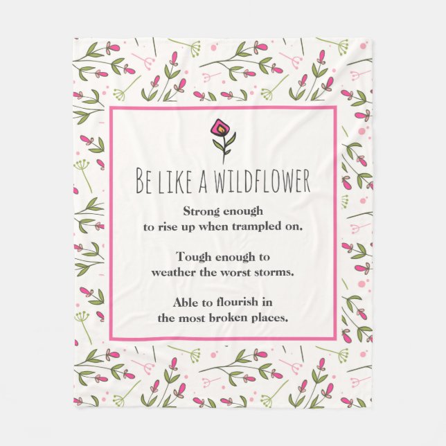 Couverture Polaire Citation Inspirante Avec Motif Fleur sauvage (Devant)