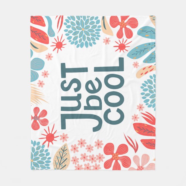 Couverture Polaire Citation Motivationnelle, Cadre Floral Abstrait. (Devant)