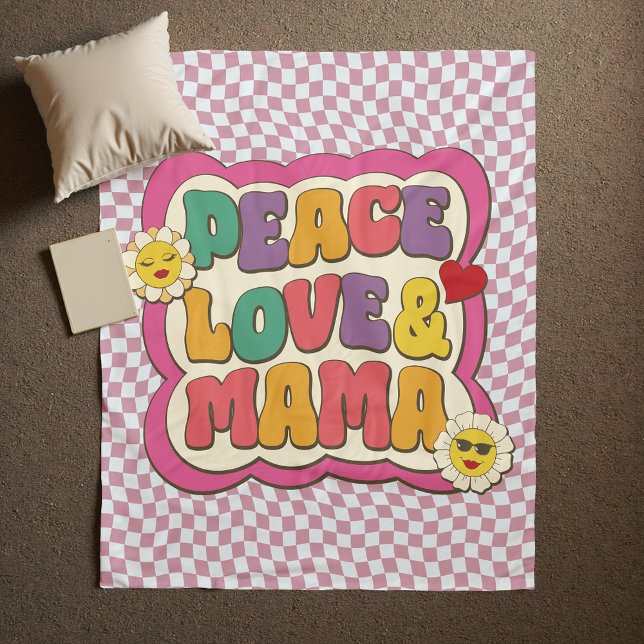 Couverture Polaire Citation Rétro Groovy Mama Typographie Fête des Mè (Créateur téléchargé)