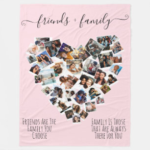 Couverture Polaire Citations d'amis et de famille Photo Heart Collage
