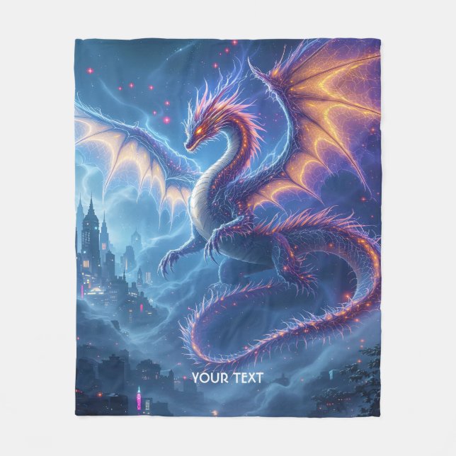 Couverture Polaire Cité fantastique du dragon bleu mignon (Devant)