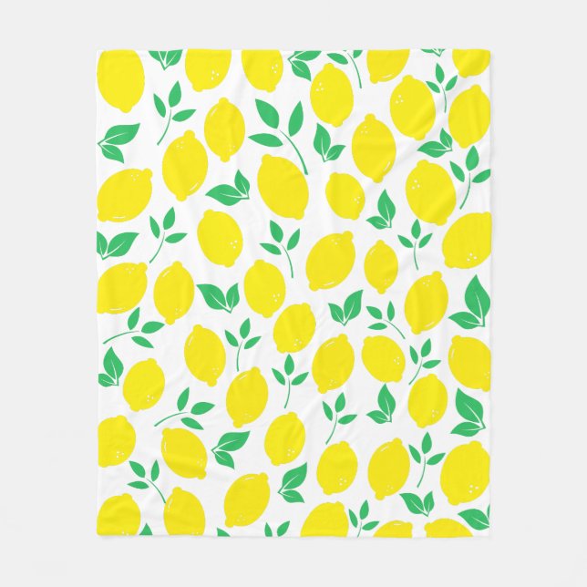 Couverture Polaire Citron jaune et feuilles verts (Devant)