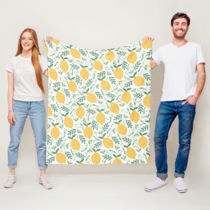 Couverture Polaire Citron rustique Jaune Été Tropical Feuille Motif