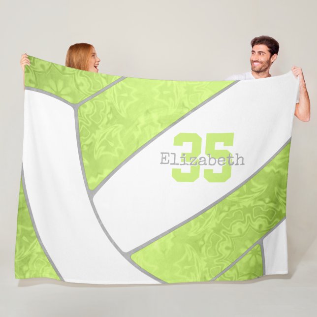 Couverture Polaire citron vert clair volleyball filles nom personnali (En situation)