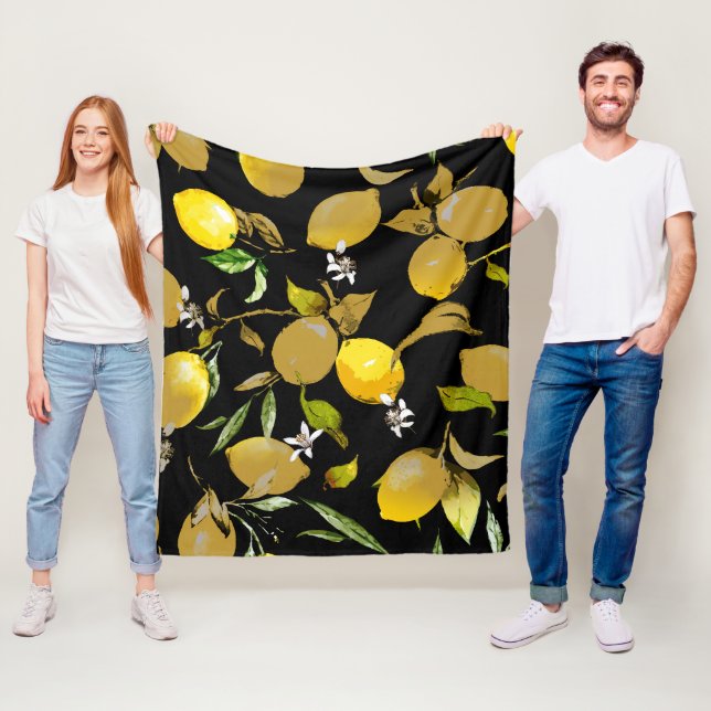 Couverture Polaire Citrons aquarelle 31 (En situation)