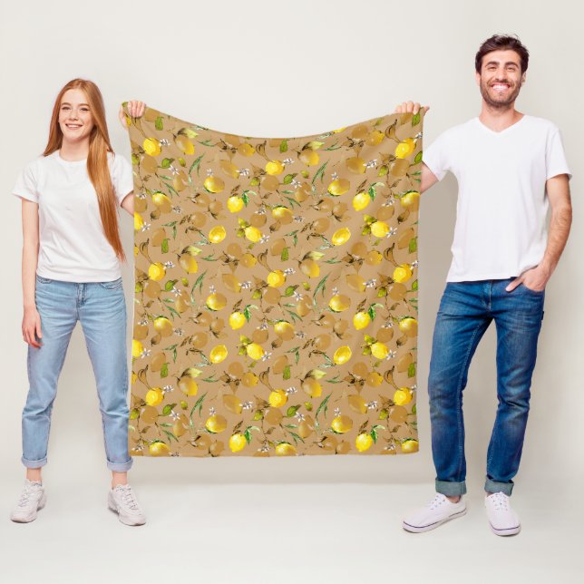 Couverture Polaire Citrons aquarelle 32 (En situation)