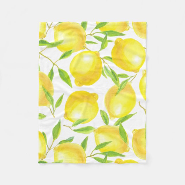 Couverture Polaire Citrons et motif feuille (Devant)