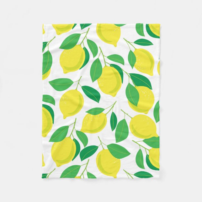 Couverture Polaire Citrons et motifs feuille (Devant)